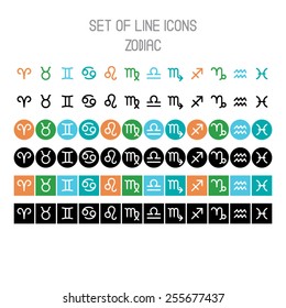 Vector zodiac line icons
