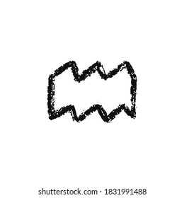 Vector zodiac sign. Aquarius handdrawing by paint brush. Horoscope isolated logo for 2021. Black illustration 