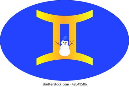 vector zodiac sign with festive winter characters.