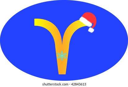 vector zodiac sign with festive winter characters.