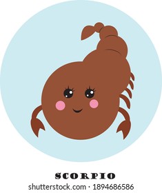 Vector zodiac sign of scorpio. Cute illustration of scorpio.