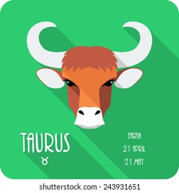 Vector Zodiac sign Taurus icon flat design