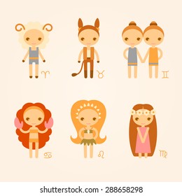 vector zodiac signs aries, taurus, gemini, cancer, leo, virgo