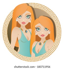 Vector Zodiac signs collection. Gemini