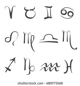 Vector zodiac signs depicted on a white background