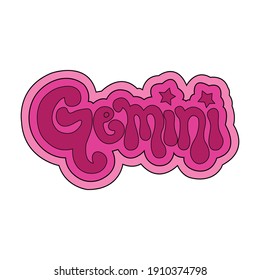 Vector Zodiac Signs. Gemini Star Vector. Beautiful and Simple Vector of Gemini Sign and Constellation Name. Flat Vector Illustration of the Zodiac Horoscope Constellations.