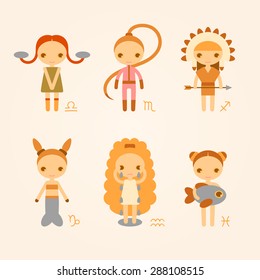vector zodiac signs libra, scorpio, sagittarius, capricorn, aquarius, pisces