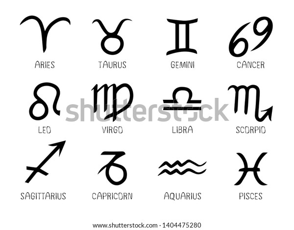 Vector Zodiac Signs Minimalistic Black Line Stock Vector (Royalty Free ...