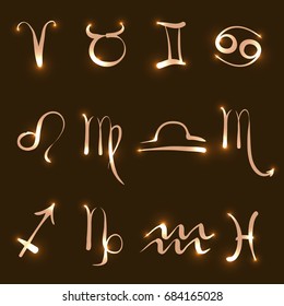 Vector zodiac signs on a dark background