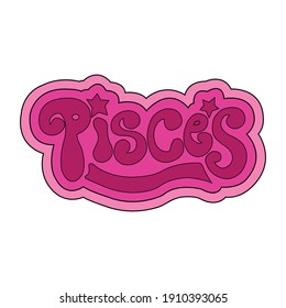 Vector Zodiac Signs. Pisces Star Vector. Beautiful and Simple Vector of Pisces Sign and Constellation Name. Flat Vector Illustration of the Zodiac Horoscope Constellations.