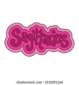 Vector Zodiac Signs. Sagittarius Star Vector. Beautiful and Simple Vector of Sagittarius Sign and Constellation Name. Flat Vector Illustration of the Zodiac Horoscope Constellations.