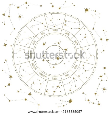 Vector zodiac signs. Star constellations