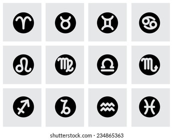 Vector zodiac symbol icon set on grey background
