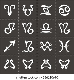 Vector Zodiac symbol icon set on black background