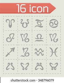 Vector Zodiac symbol icon set on grey background