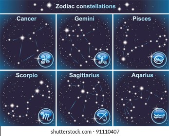 Vector zodiacal constellations
