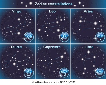 Vector zodiacal constellations