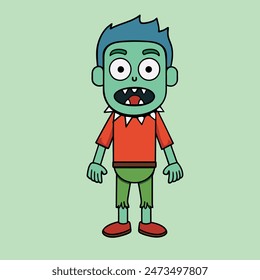 Vector zombie character cartoon mascot vector art