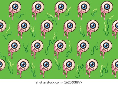 Vector zombie eye pattern seamless. Halloween pattern. Scary background