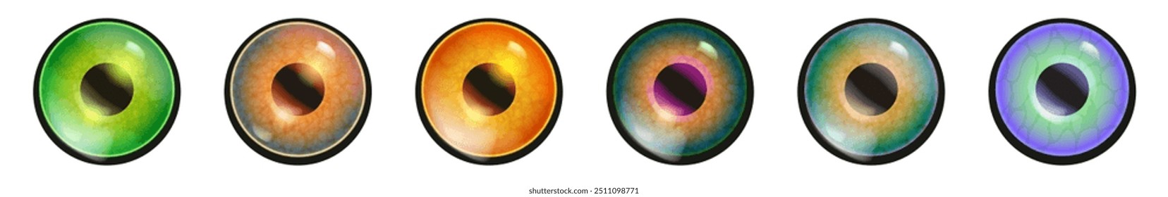 vetor olhos zumbis definidos no fundo branco. Coleção de ilustrações de clip art png com olhos monstro 3d vetoriais. Conjunto de globo ocular