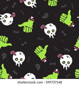 vector zombie halloween halftone seamless pattern