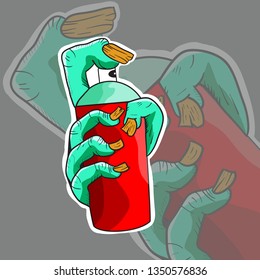 Vector zombie hands hold spray paint