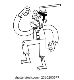 vector zombie man cartoon illustration isolated