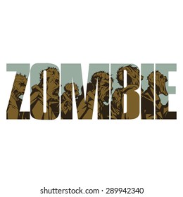 Vector zombie  poster with double exposure effect