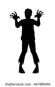 Vector Zombie Reaching Out Hand In Silhouette Style.