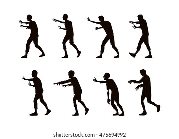 Vector Zombie Walking And Reaching Out Hand In Silhouette Style