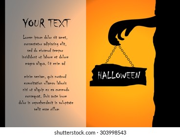 Vector : Zombies and sign with halloween background