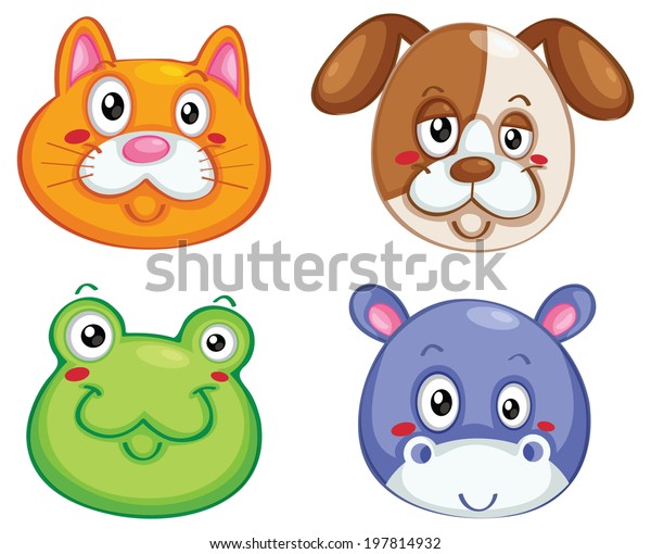 Vector Zoo Animal Faces Set Stock Vector (Royalty Free) 197814932 ...