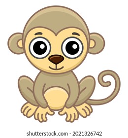 Vector Zoo animal. Funny little monkey in a cartoon style