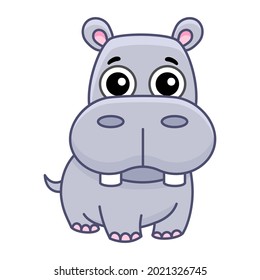 Vector Zoo animal. Funny little hippo in a cartoon style
