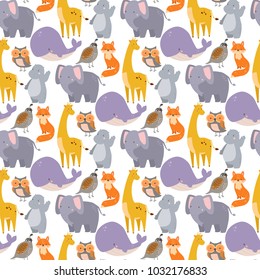 Vector   zoo animals illustration seamless pattern