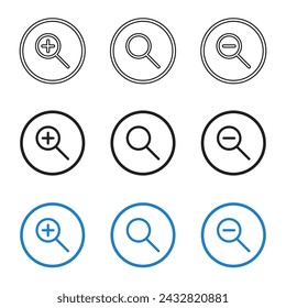 vector  zoom in, search, and zoom out in three styles
