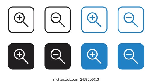 iconos de acercamiento y alejamiento vectoriales