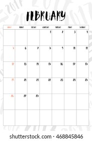 vector,2017 calendar February month with table on 2017 pattern background, Fit on A4 size.