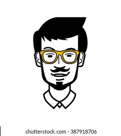 Vector_man's face with glasses and a bow tie