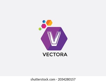 Vectora Abstract V letter modern lettermarks logo design