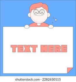 (Vector)A trendy colorful mini notepad with character. memo, note paper.Notifications, labels, stickers, schools.