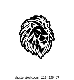  vectorLogo de león vector con diseño simplista en blanco y negro.