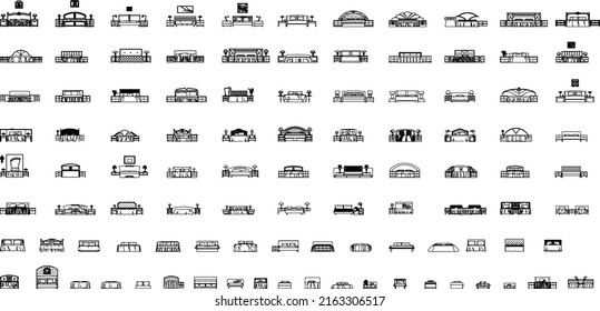 Vectoral Editable Beds-frontal-elevation Room Furniture Set, Vector Architecture Drawing, Eps 10