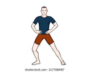Ilustración del ejercicio vectoral para dolor de cadera (articulación de cadera). Ejercicio 1