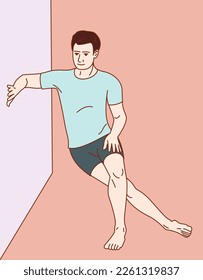 Ilustración del ejercicio vectoral para dolor de cadera (articulación de cadera). Ejercicio 11