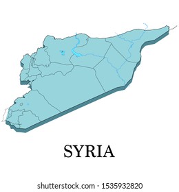 Vectoral Isometric Syria Map. White Background Isolated