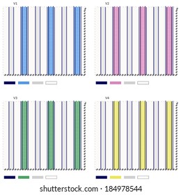 Vectoral plaid pattern with color variations.