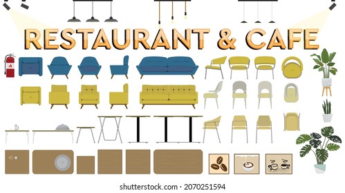 Vectoral Top View and Elevations of Cafe and Restaurant Furniture