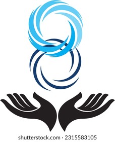 vector,arts,symbols,logo,graphic,design,hand,ball,word,blue ball,black ball,abstract hand for bal