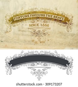 Vector.Banner with floral and old paper details